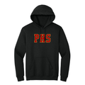 Custom tackle twill applique hoodie. Your letters will be sewn onto the chest of a 8 ounce Gildan hooded sweatshirt.