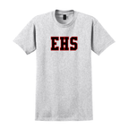 Custom tackle twill applique t-shirt. Your letters will be sewn onto the chest of a 6 ounce 100% cotton Gildan t-shirt.
